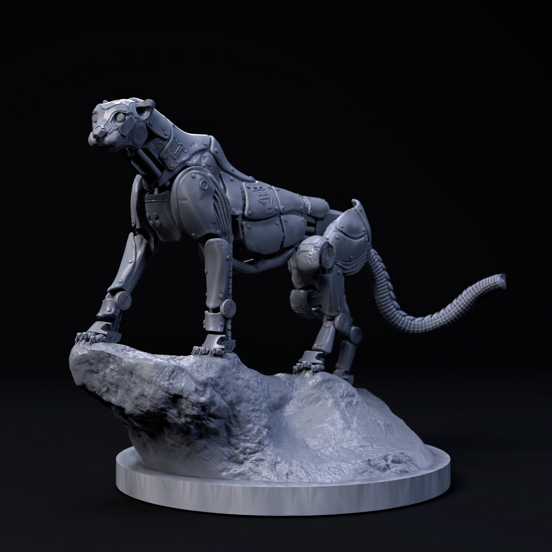 Cheetah mecha robot 32mm scale pre-supported animal 3D print model_1