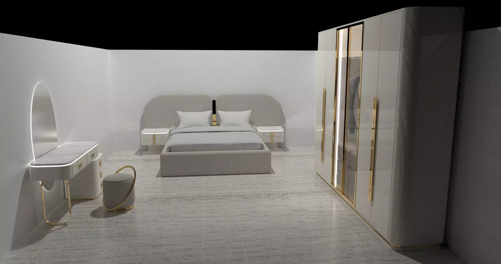 modern bedroom furniture design 3D model_0