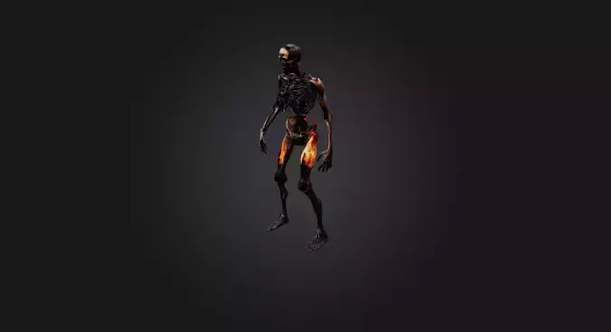 burnt human body  Low-poly 3D model