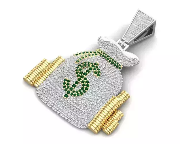 Money Coin Dollar Bag Hip Hop Pendant 3D print model