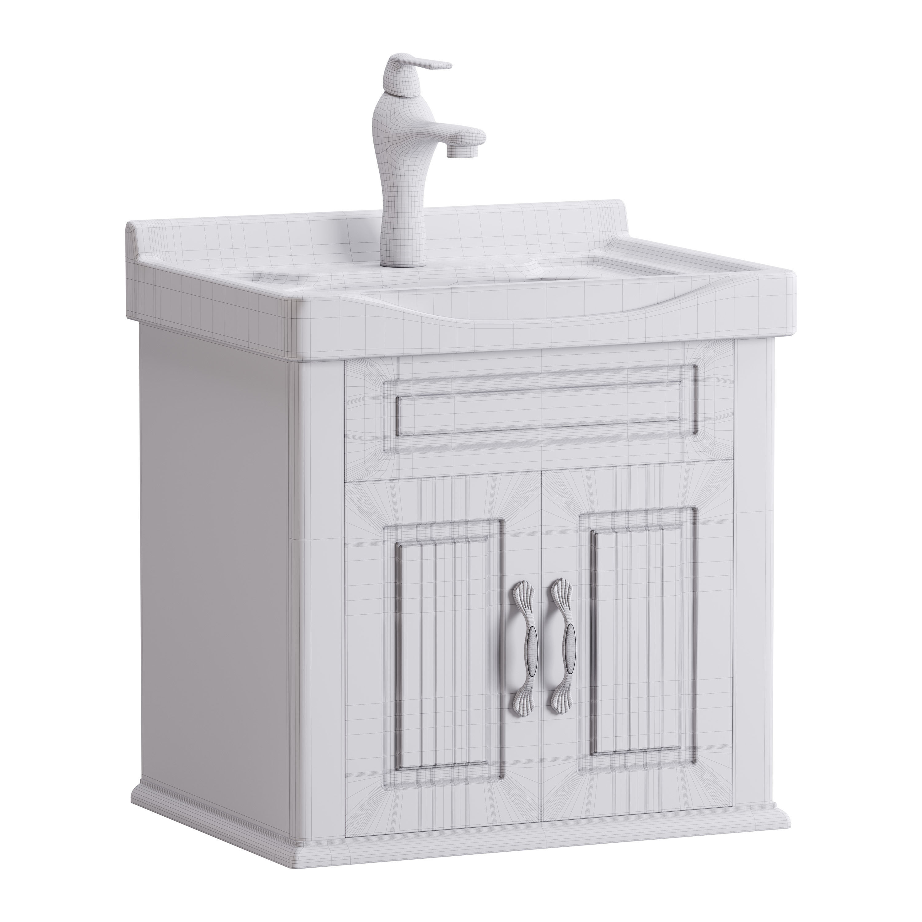 Adeline Large Wall Mounted Cabinet Vanity Bathroom Sink 3D model_13