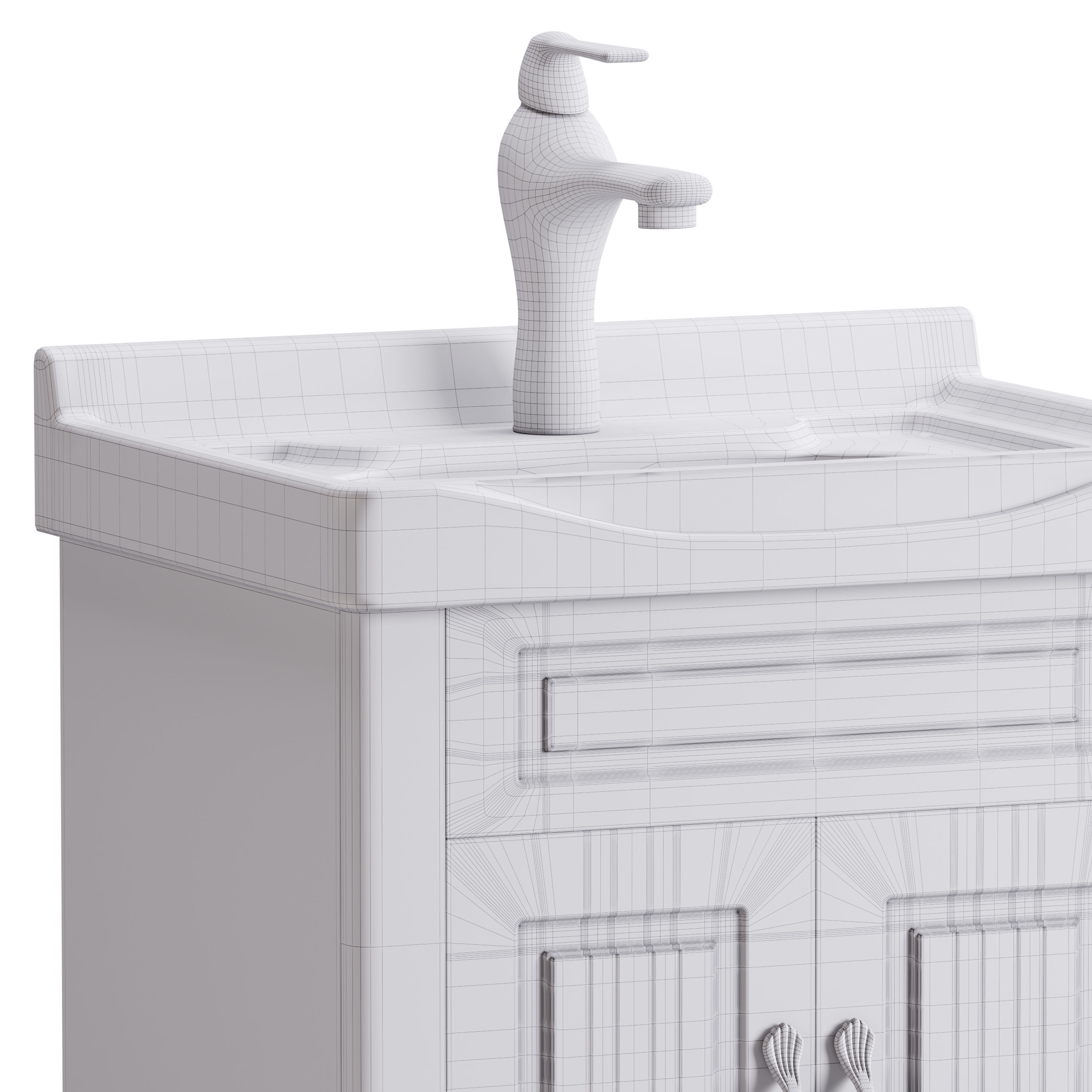 Adeline Large Wall Mounted Cabinet Vanity Bathroom Sink 3D model_14