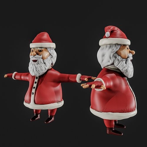 Cartoon Santa Low-poly 3D model