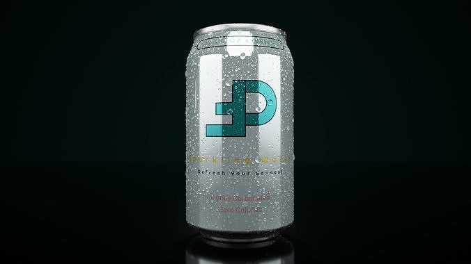 Regular 355ml Beverage Can Open and Closed Tabs with Droplets Low-poly 3D model 2