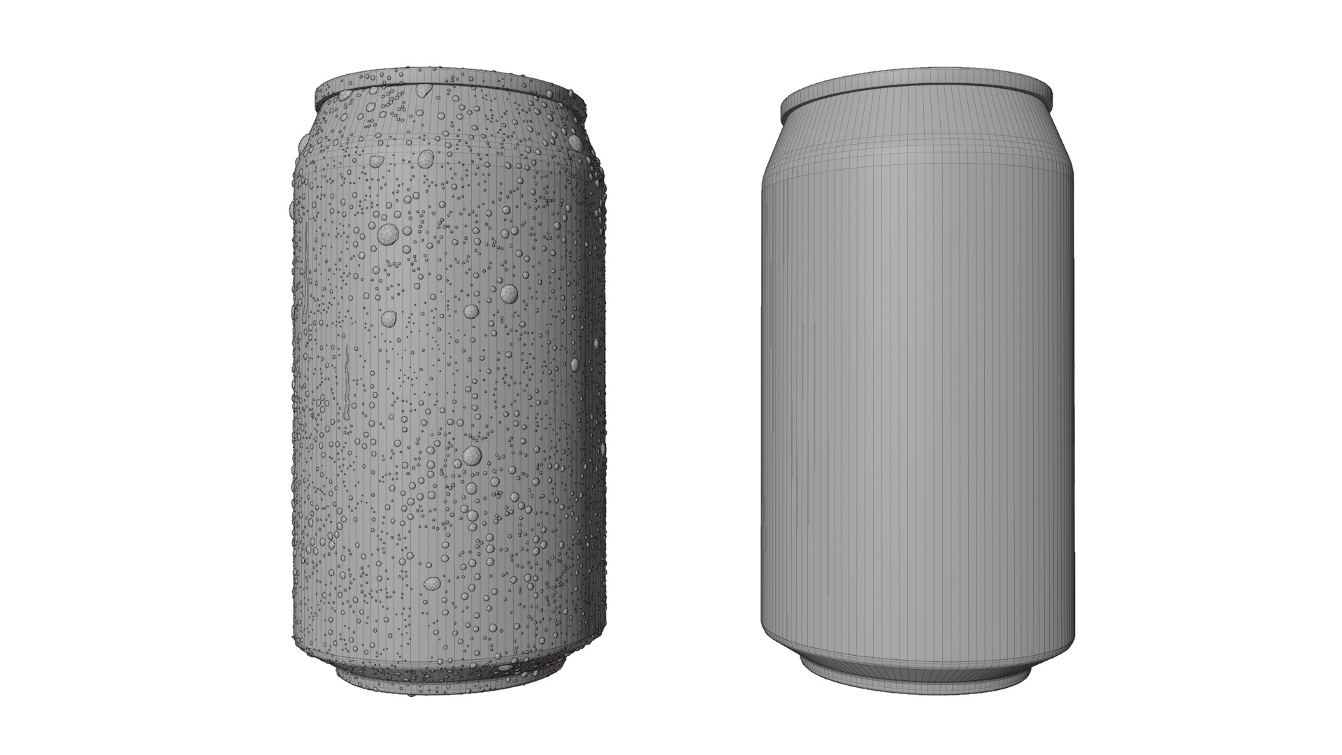 Regular 355ml Beverage Can Open and Closed Tabs with Droplets Low-poly 3D model_15