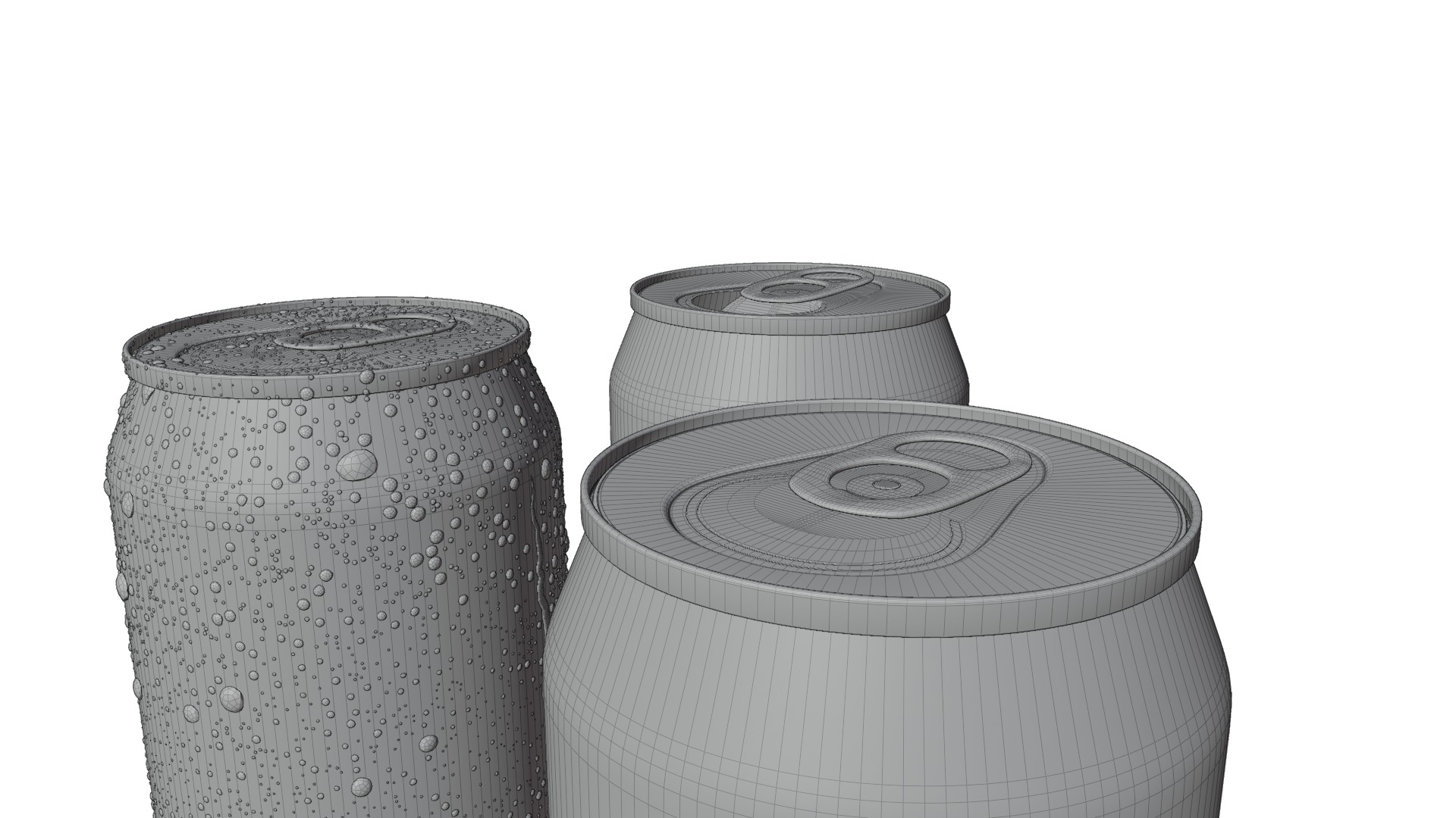 Regular 355ml Beverage Can Open and Closed Tabs with Droplets Low-poly 3D model_16