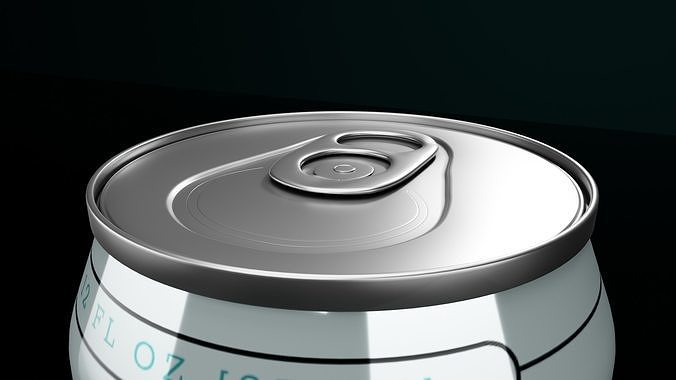 Regular 355ml Beverage Can Open and Closed Tabs with Droplets Low-poly 3D model 7