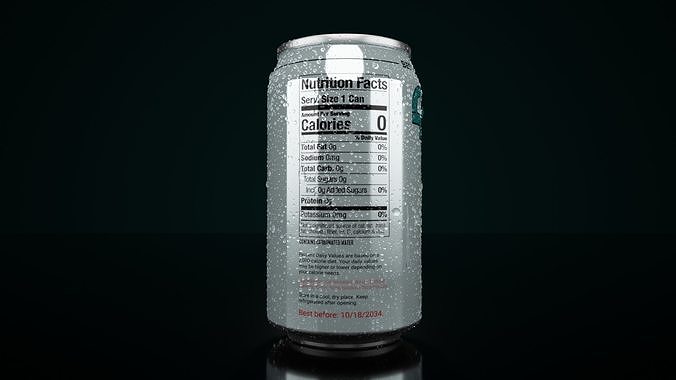 Regular 355ml Beverage Can Open and Closed Tabs with Droplets Low-poly 3D model 3