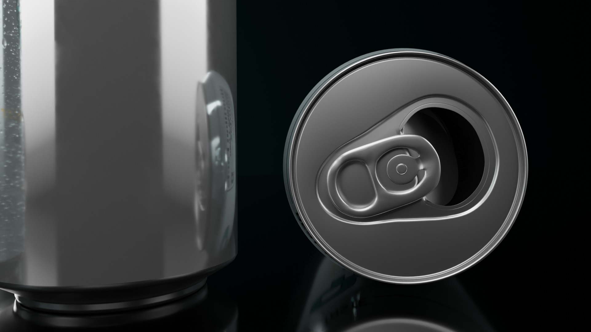 Regular 355ml Beverage Can Open and Closed Tabs with Droplets Low-poly 3D model_9