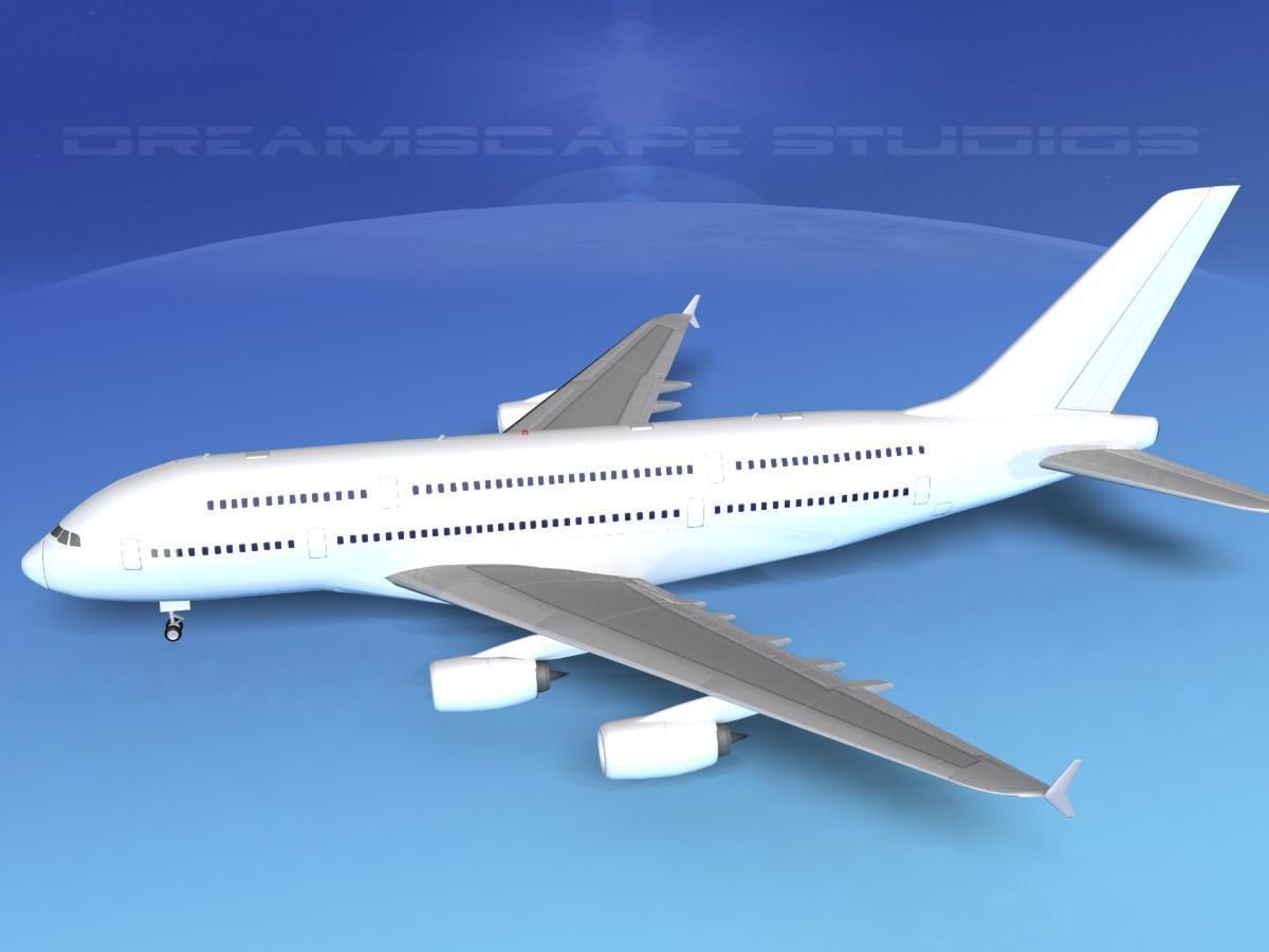 Airbus A380-800 Unmarked 3D model_9