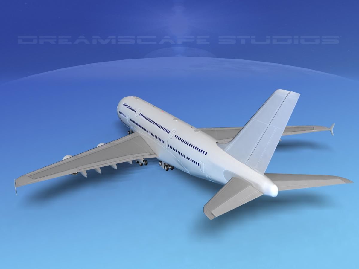 Airbus A380-800 Unmarked 3D model_7