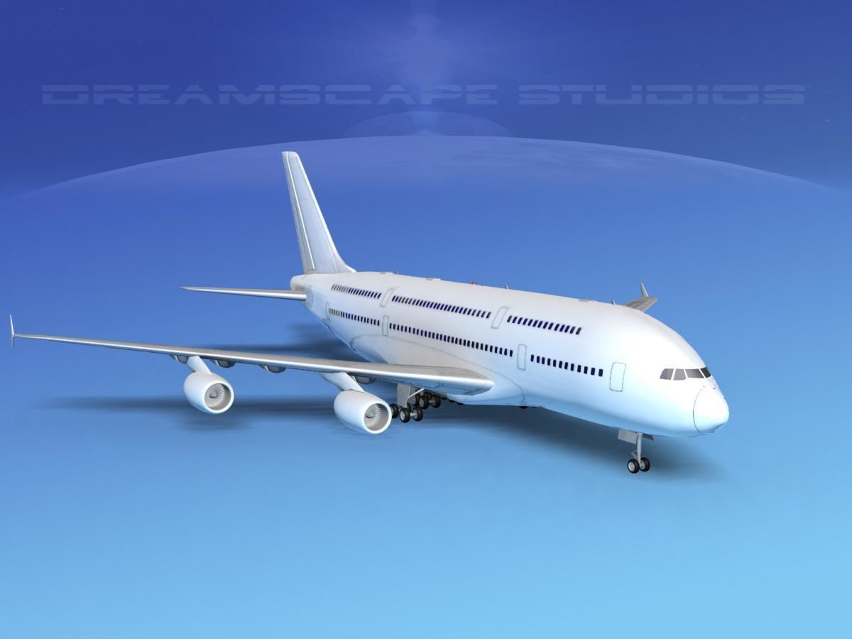 Airbus A380-800 Unmarked 3D model_2