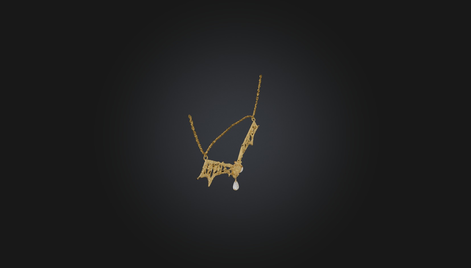 gold necklace  Low-poly 3D model_2