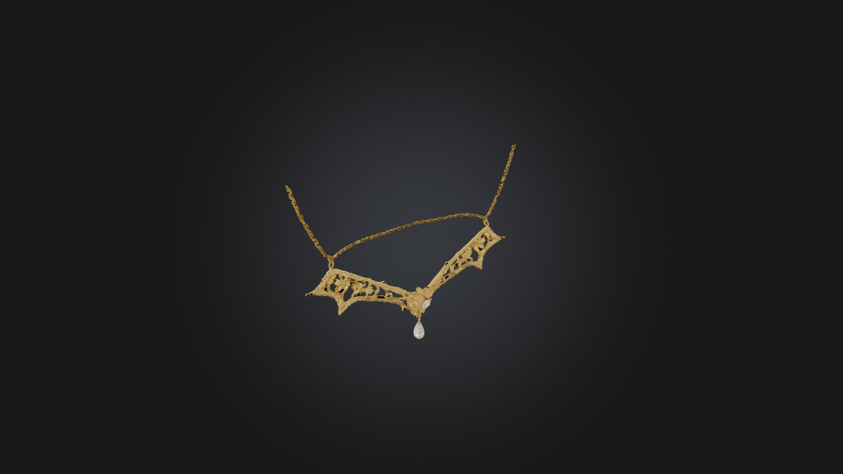 gold necklace  Low-poly 3D model_3