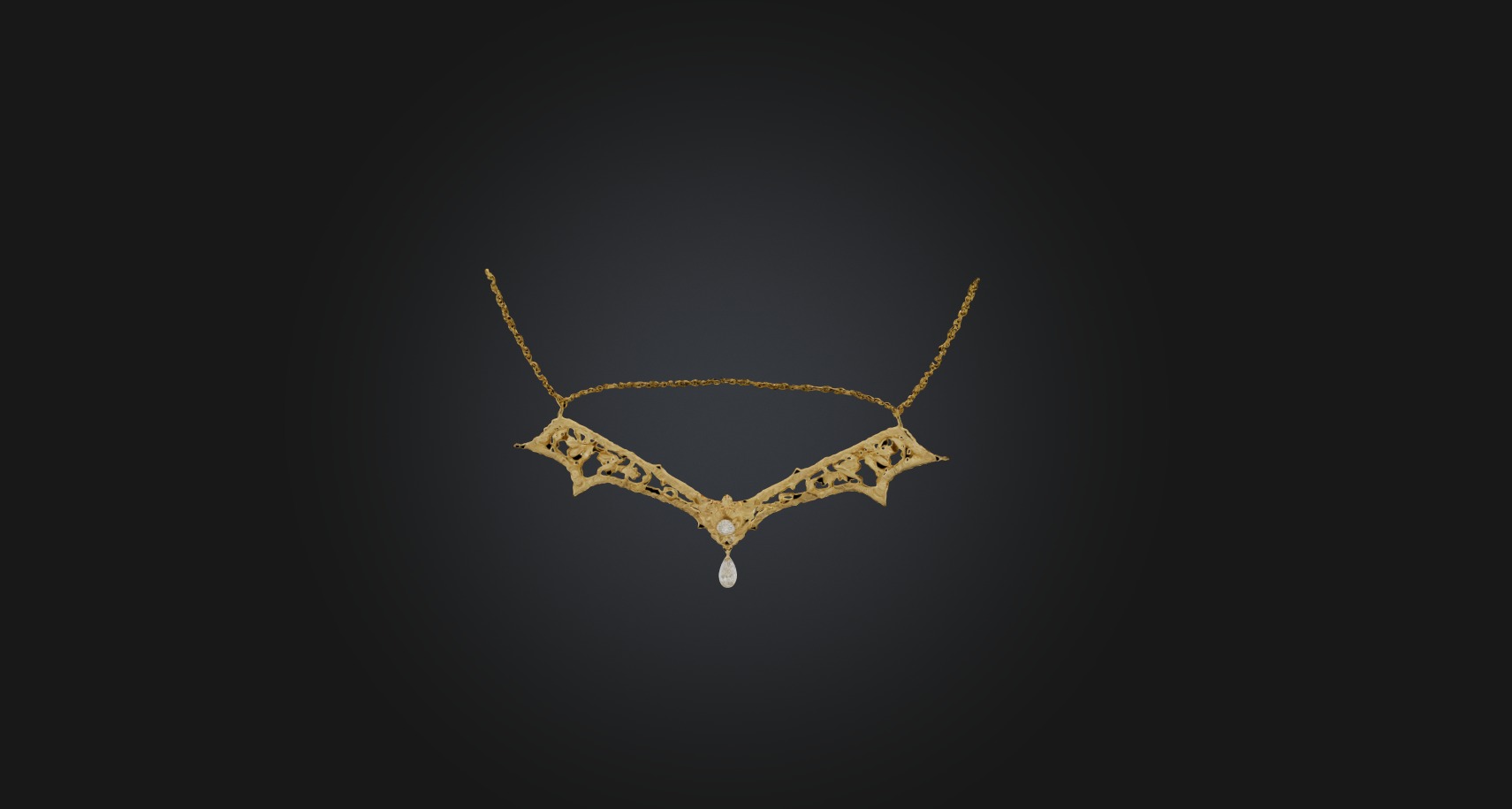 gold necklace  Low-poly 3D model_5