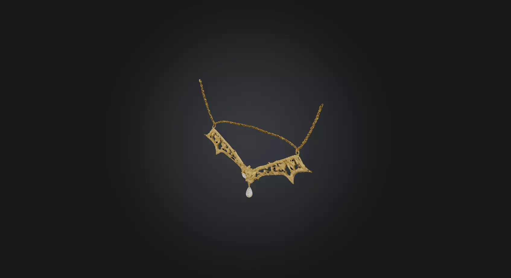 gold necklace  Low-poly 3D model_0