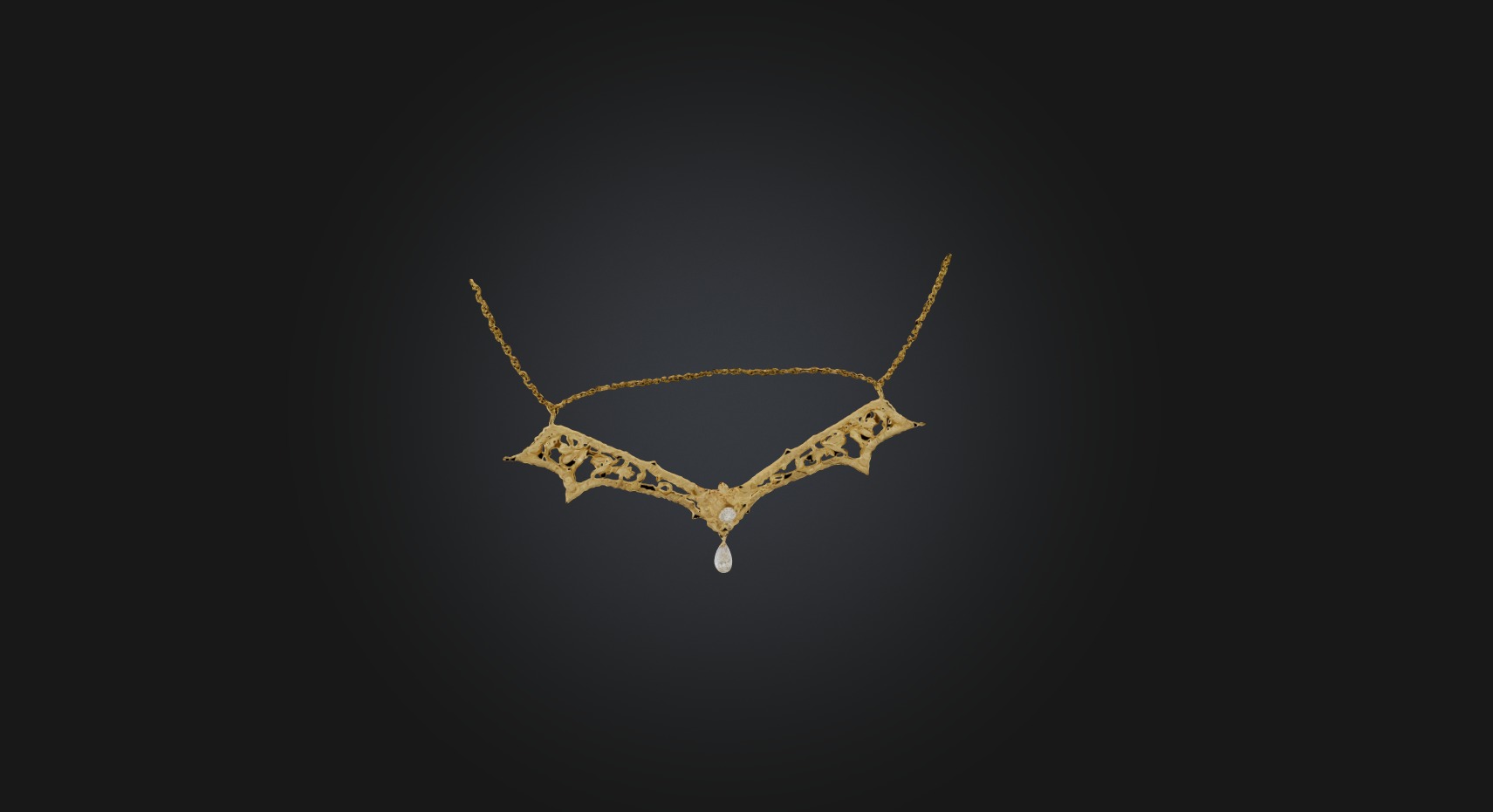 gold necklace  Low-poly 3D model_4
