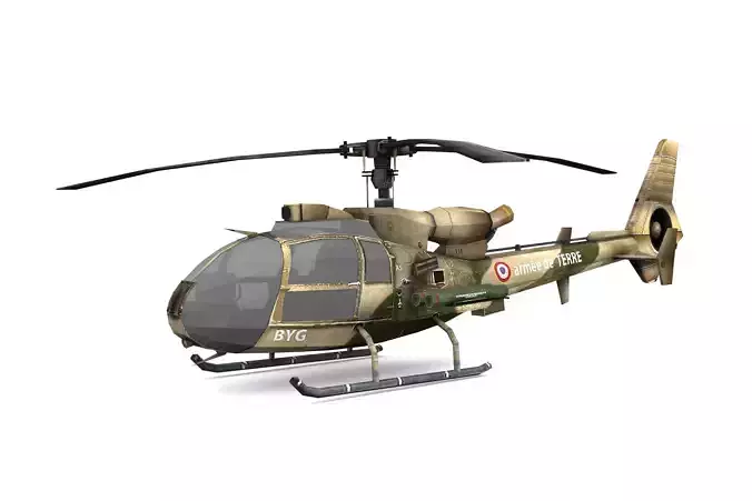 Aerospatiale SA-342 Gazelle  Low-poly 3D model