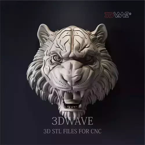 Tiger head 3d stl files for CNC
