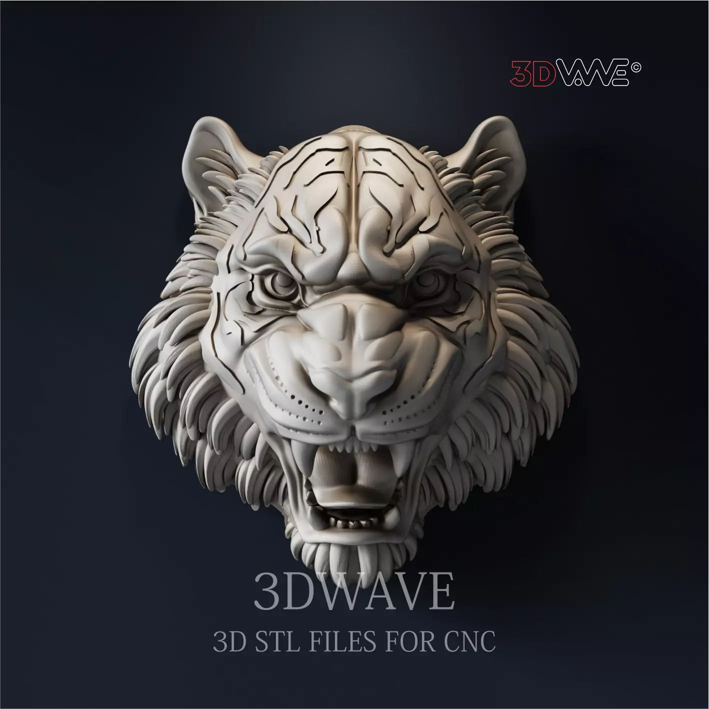Tiger head 3d stl files for CNC 3D model_0