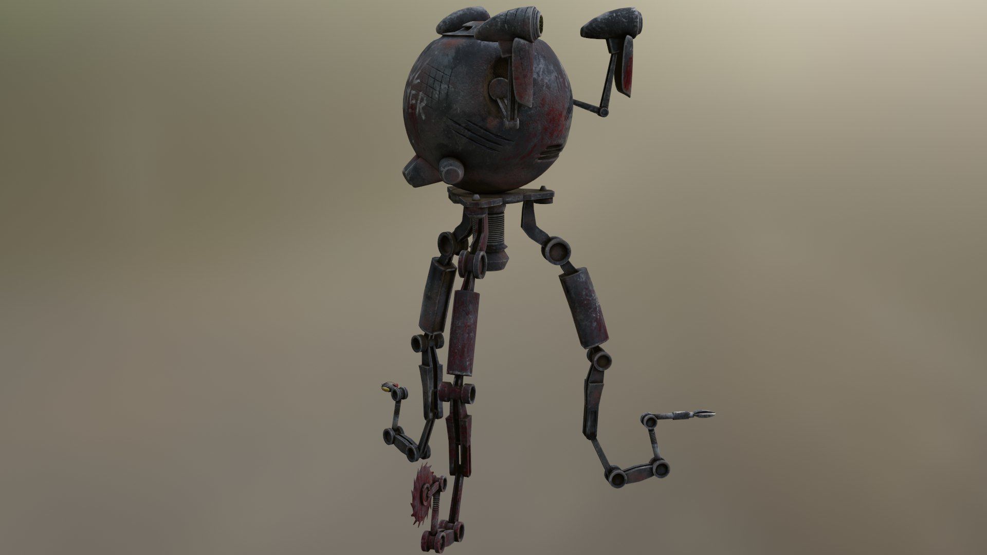 Robot Mister Handy Fallout  Mr Handy with rig 3D model_3