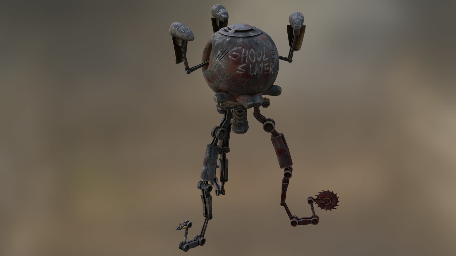Robot Mister Handy Fallout  Mr Handy with rig 3D model_2