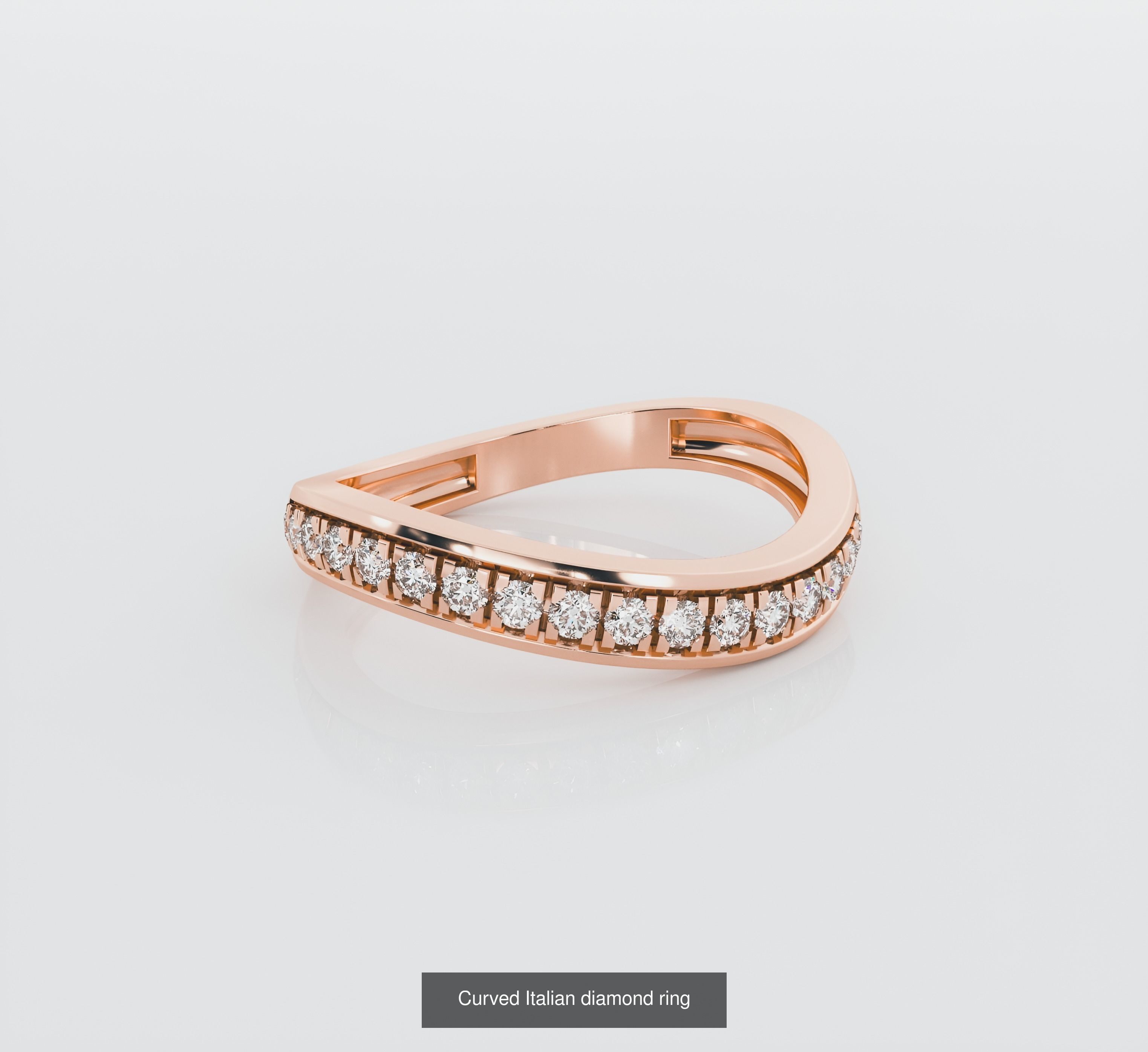 9 Curved Wire Diamond Band Ring 3dm stl obj renders details 3D Model Collection_6