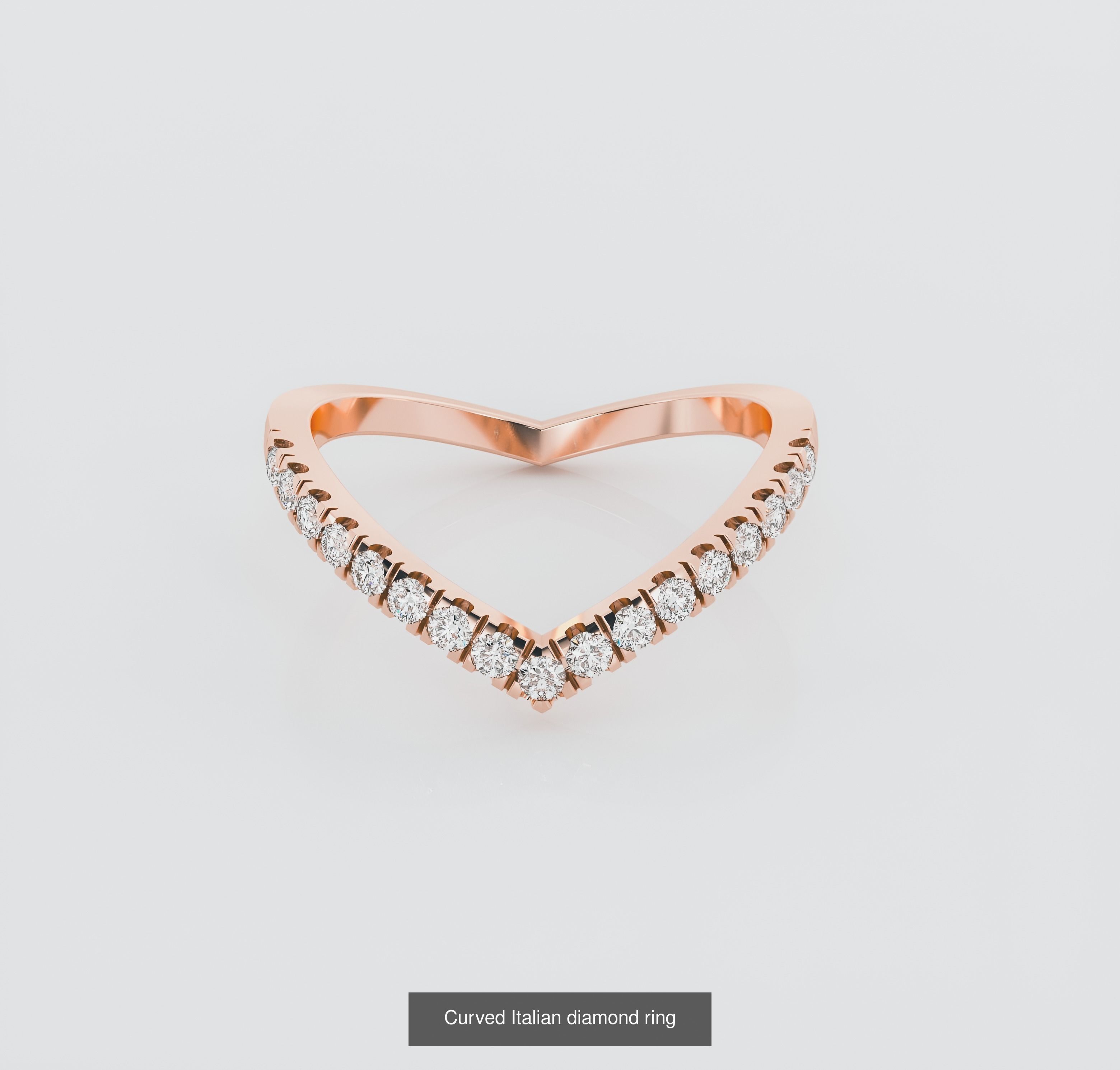 9 Curved Wire Diamond Band Ring 3dm stl obj renders details 3D Model Collection_7