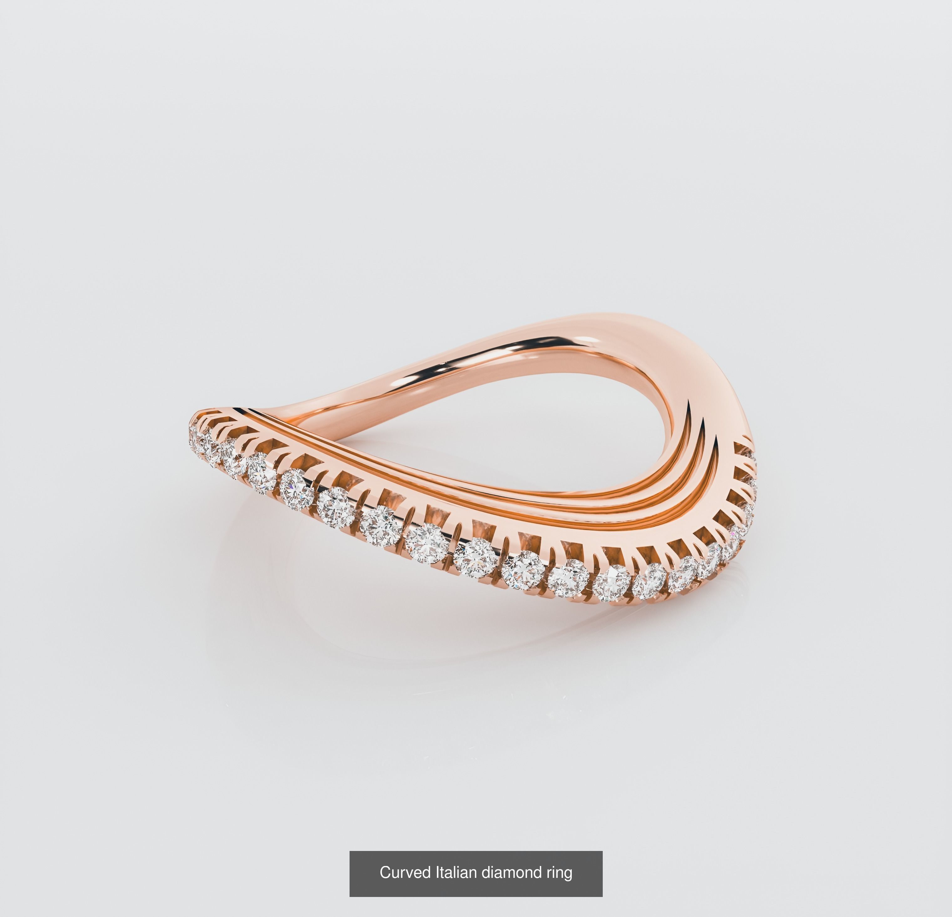 9 Curved Wire Diamond Band Ring 3dm stl obj renders details 3D Model Collection_1