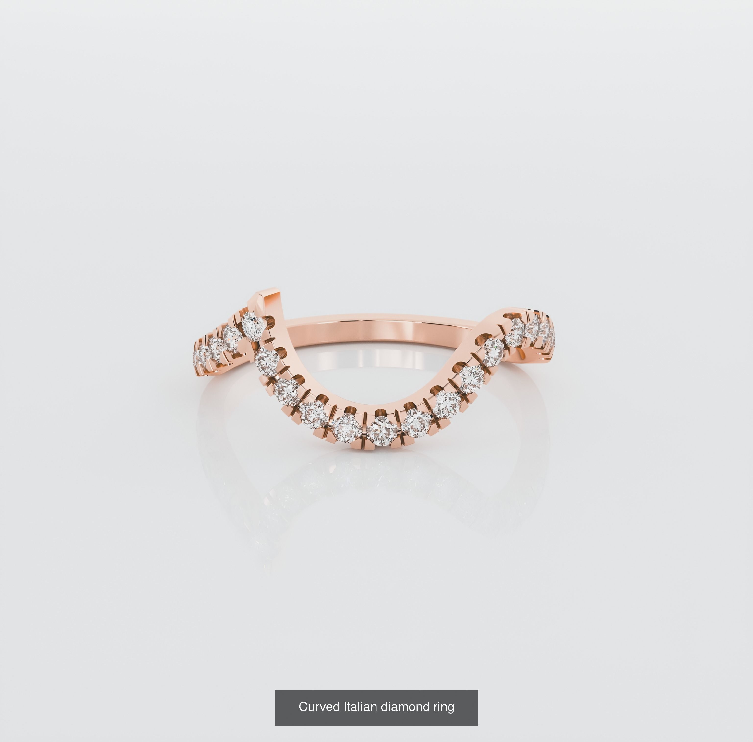 9 Curved Wire Diamond Band Ring 3dm stl obj renders details 3D Model Collection_4