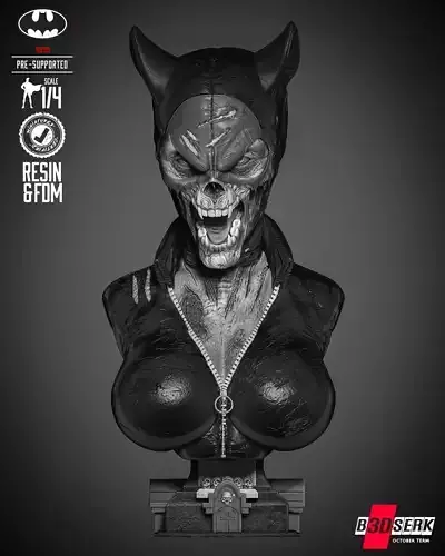 B3DSERK Catwoman Zombie Bust Portrait