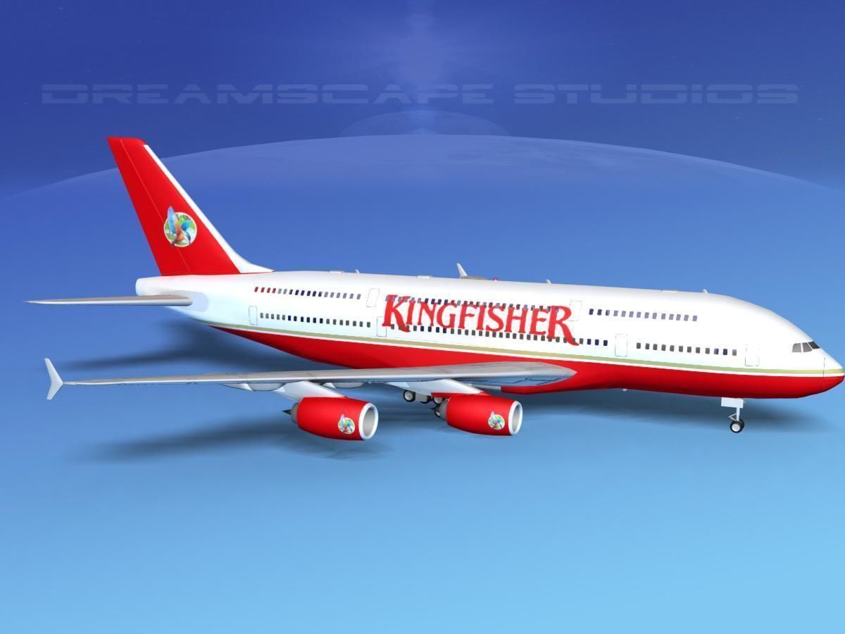 Airbus A380-800 Kingfisher 3D model_4