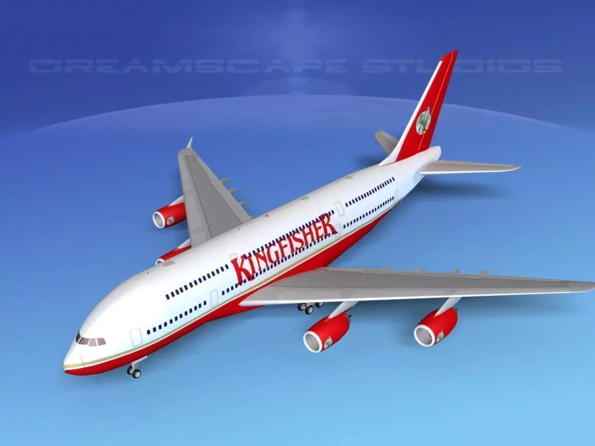 Airbus A380-800 Kingfisher 3D model_0