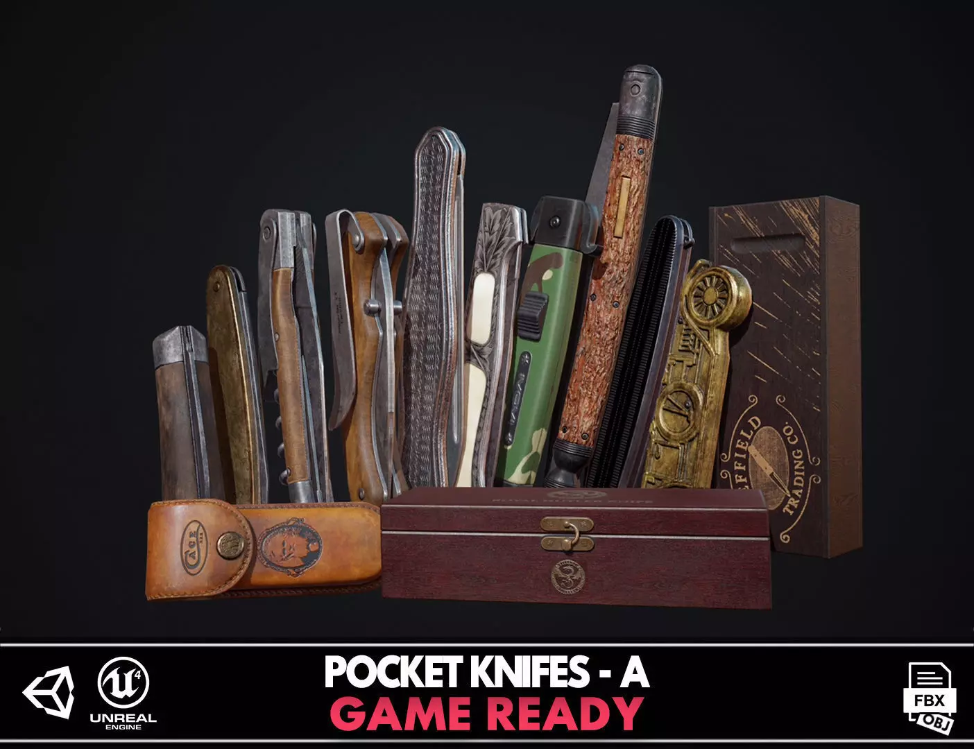 Pocket Knifes Collection - A Low-poly 3D model