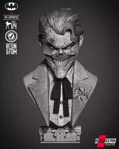 B3DSERK Joker Zombie Bust Portrait 3D print model