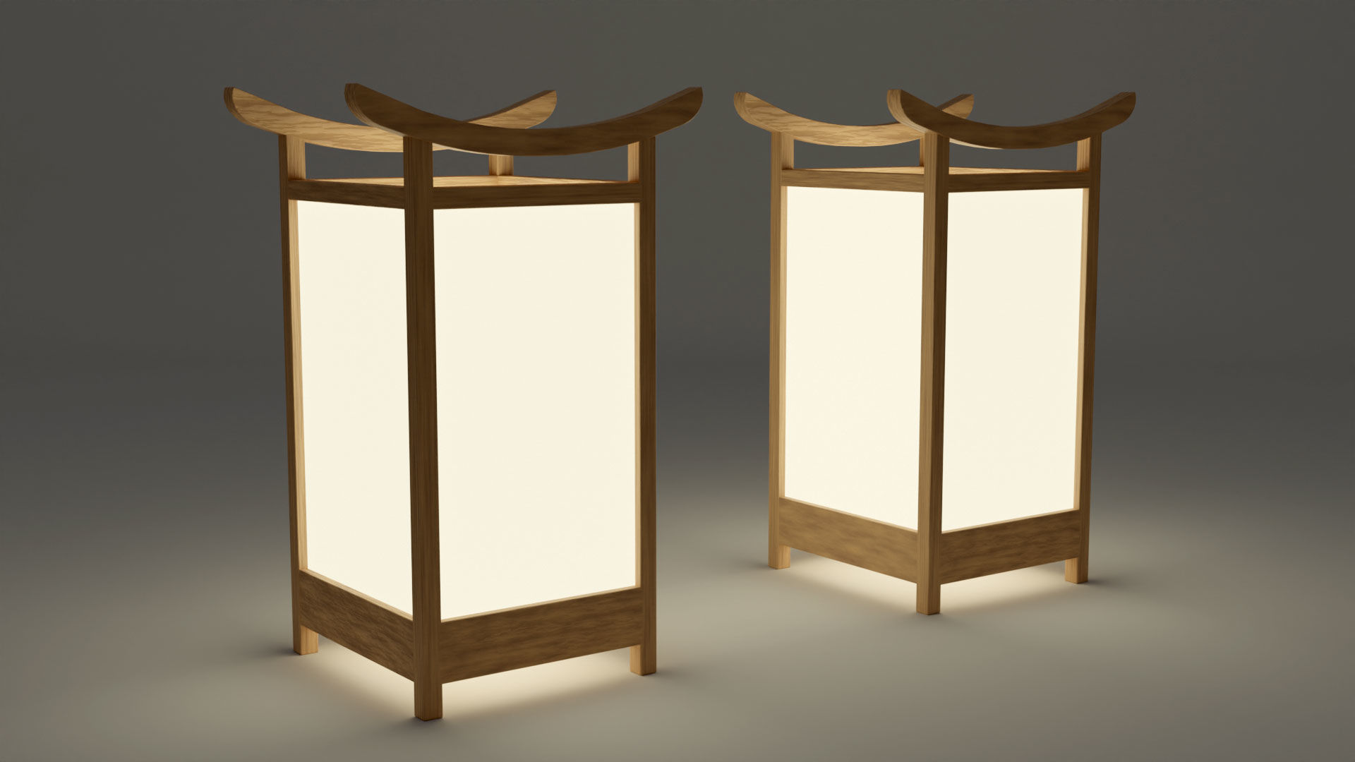 Light Lamp Traditional Asian Style 3D Model Low-poly 3D model_1