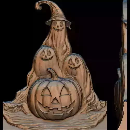 The Halloween Grinning Spirits STL file for 3d Printing or CNC 3D print model