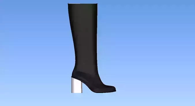 boot black leather fabri metalic high heel detail  Low-poly 3D model