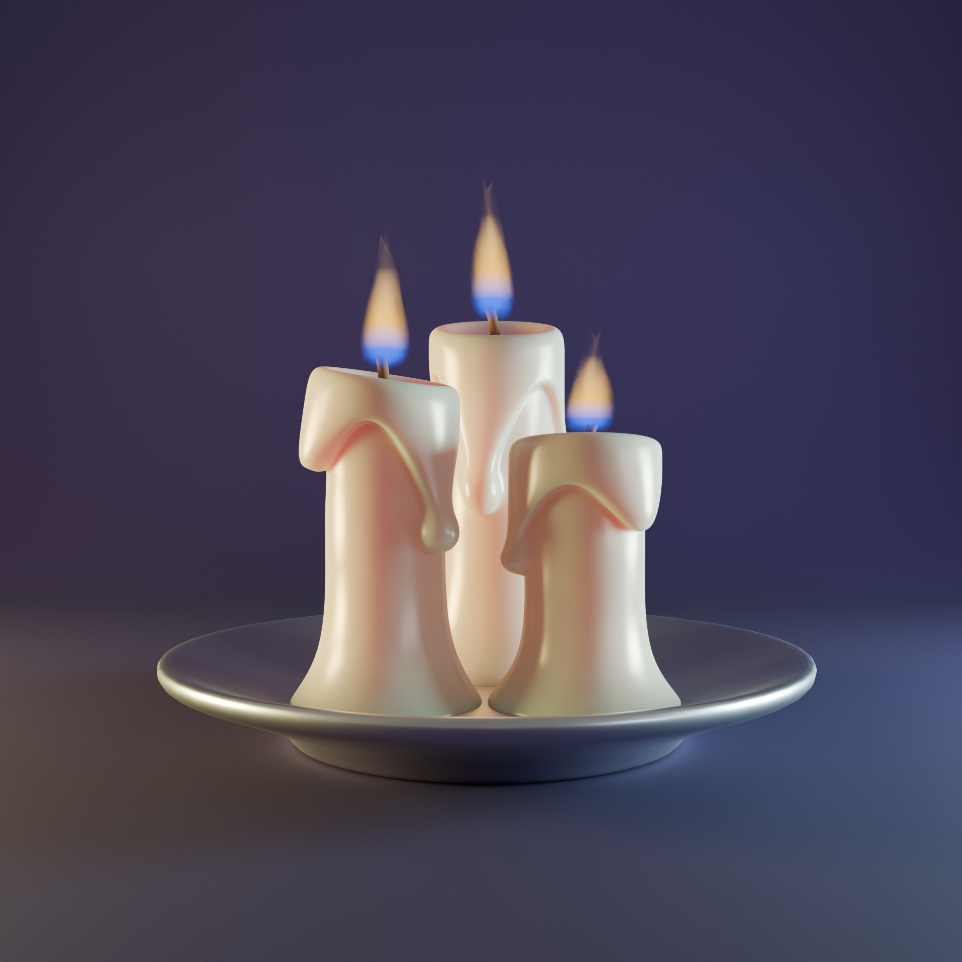White wax candle Low-poly 3D model_4