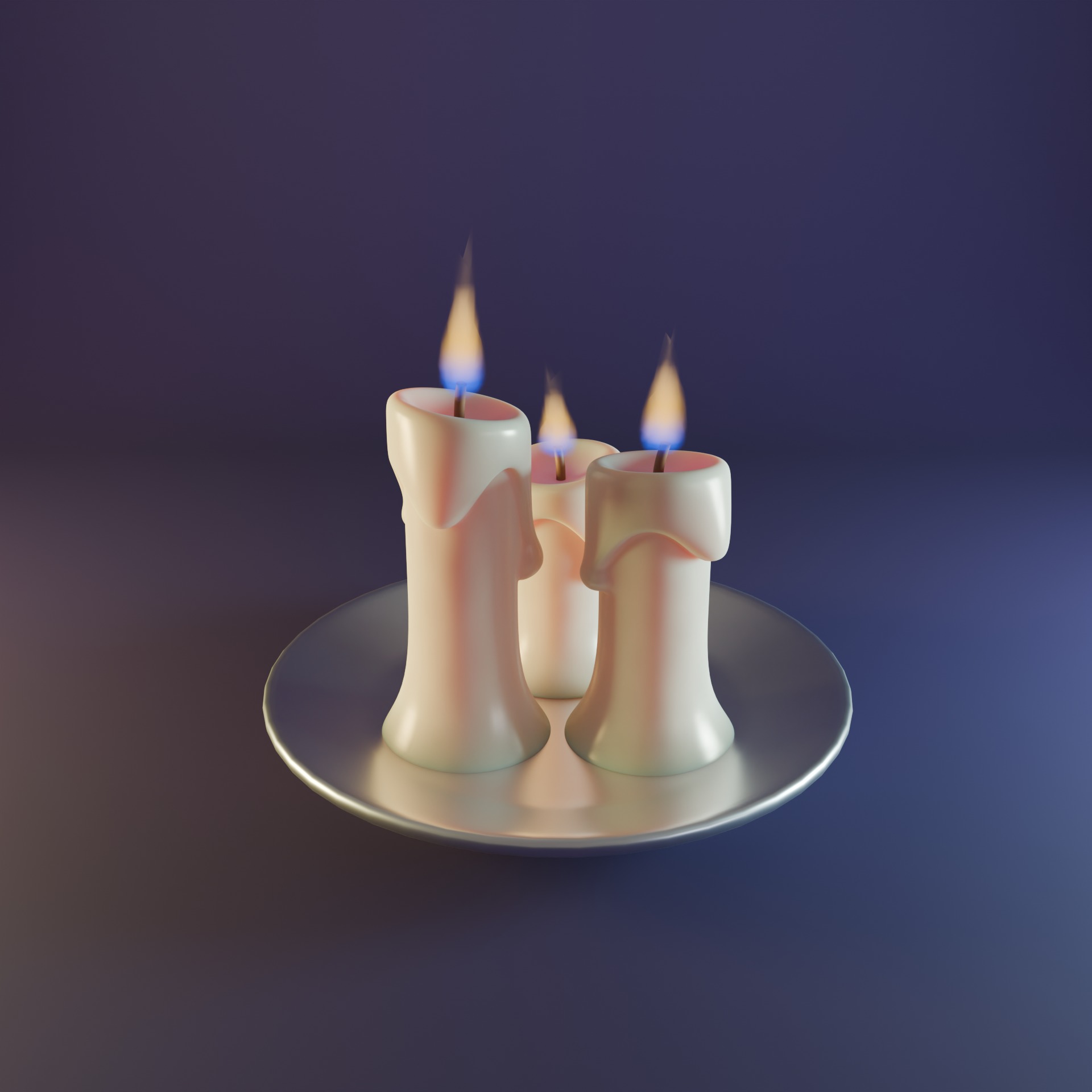 White wax candle Low-poly 3D model_2