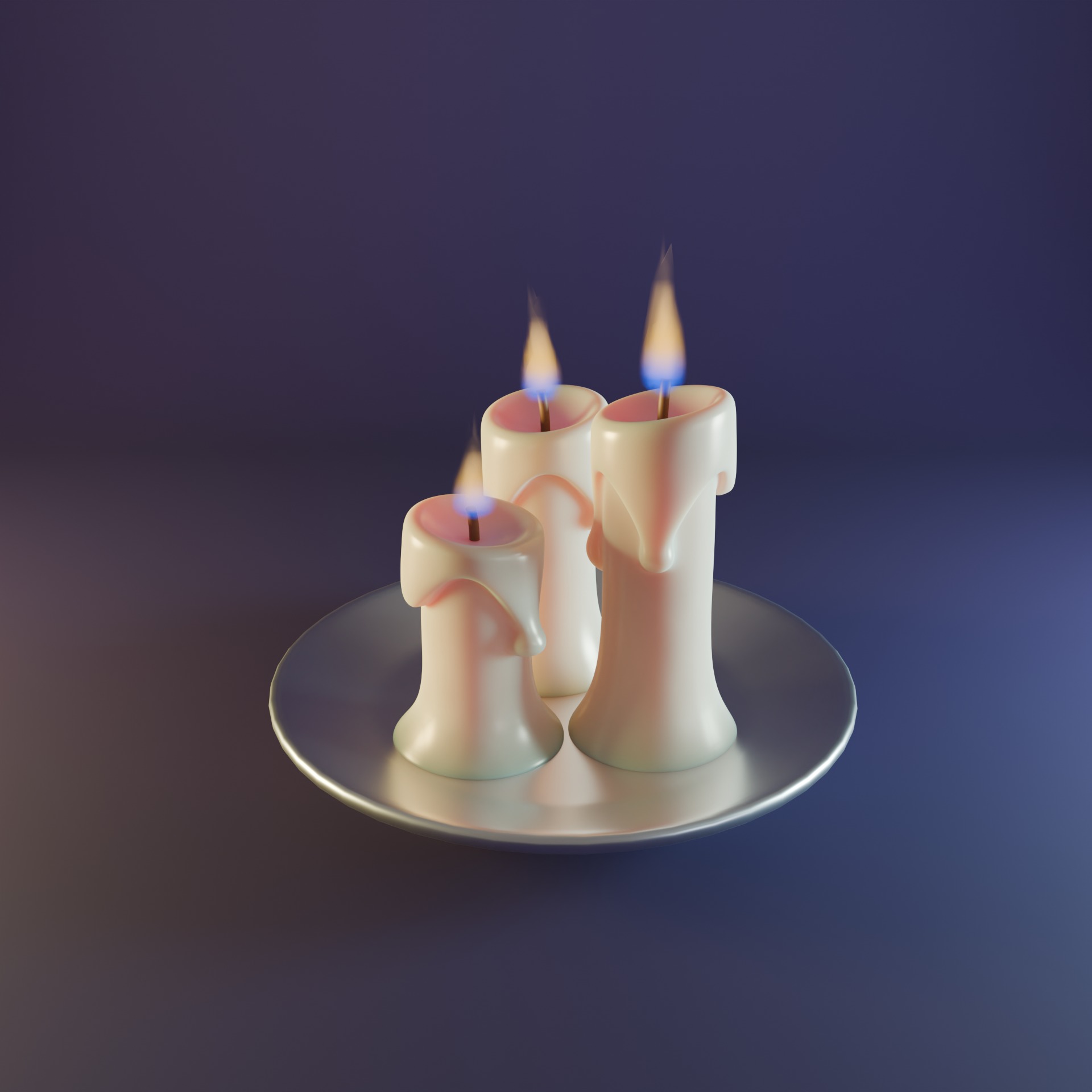 White wax candle Low-poly 3D model_1