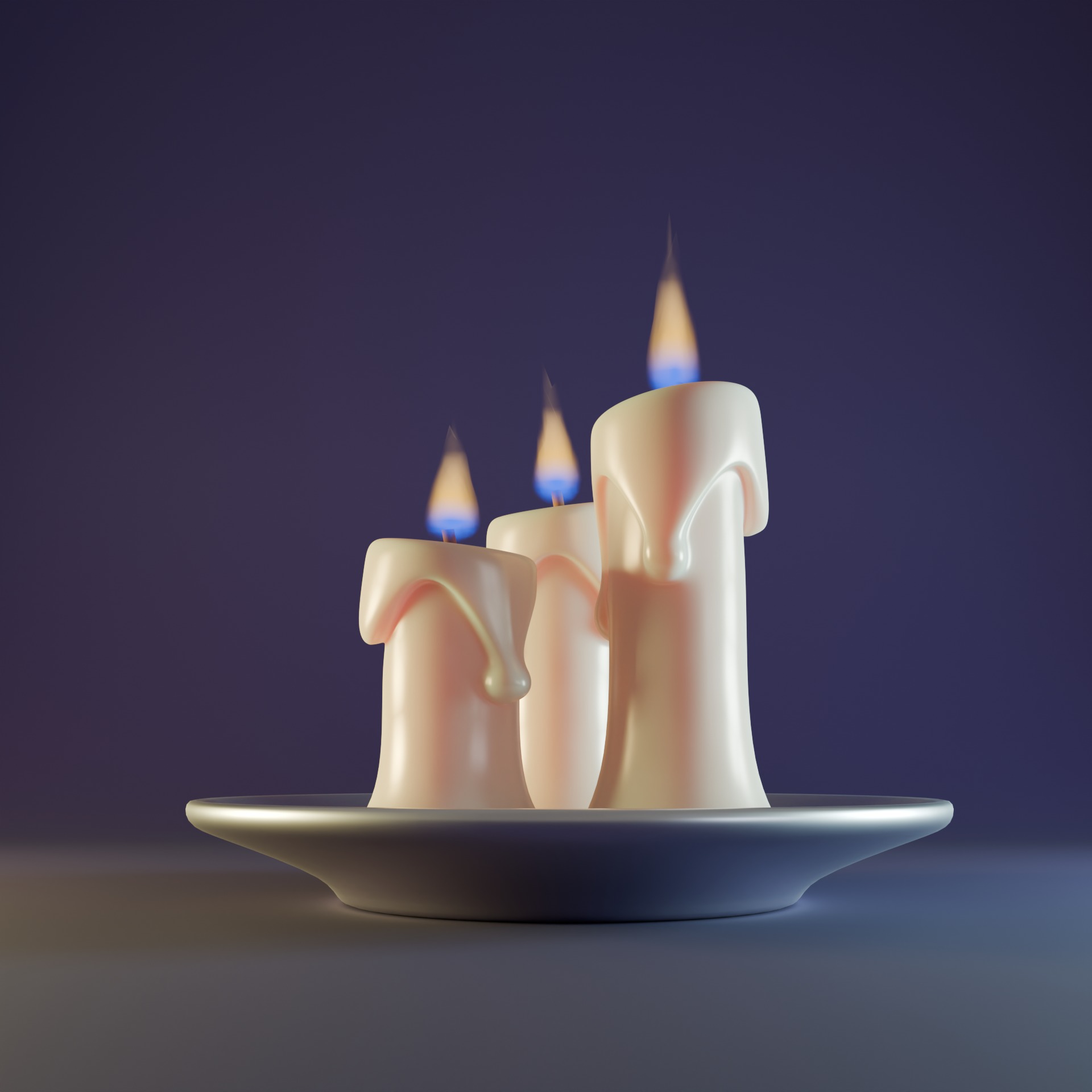 White wax candle Low-poly 3D model_5