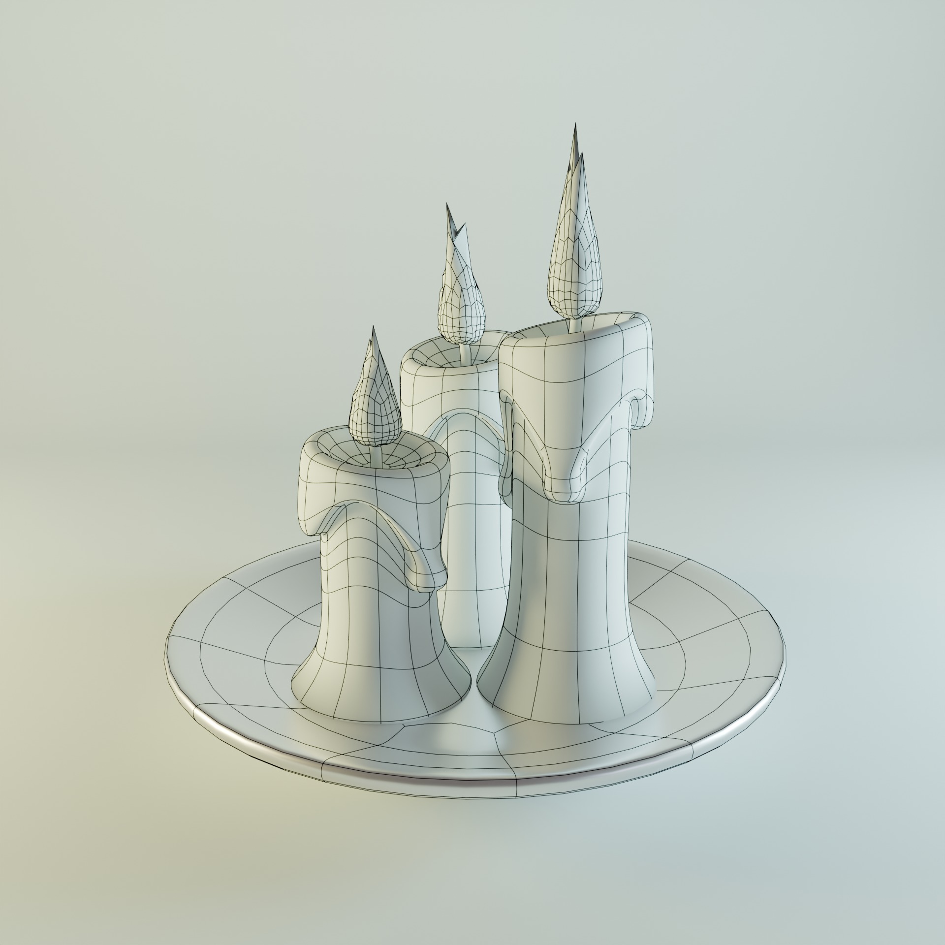 White wax candle Low-poly 3D model_6