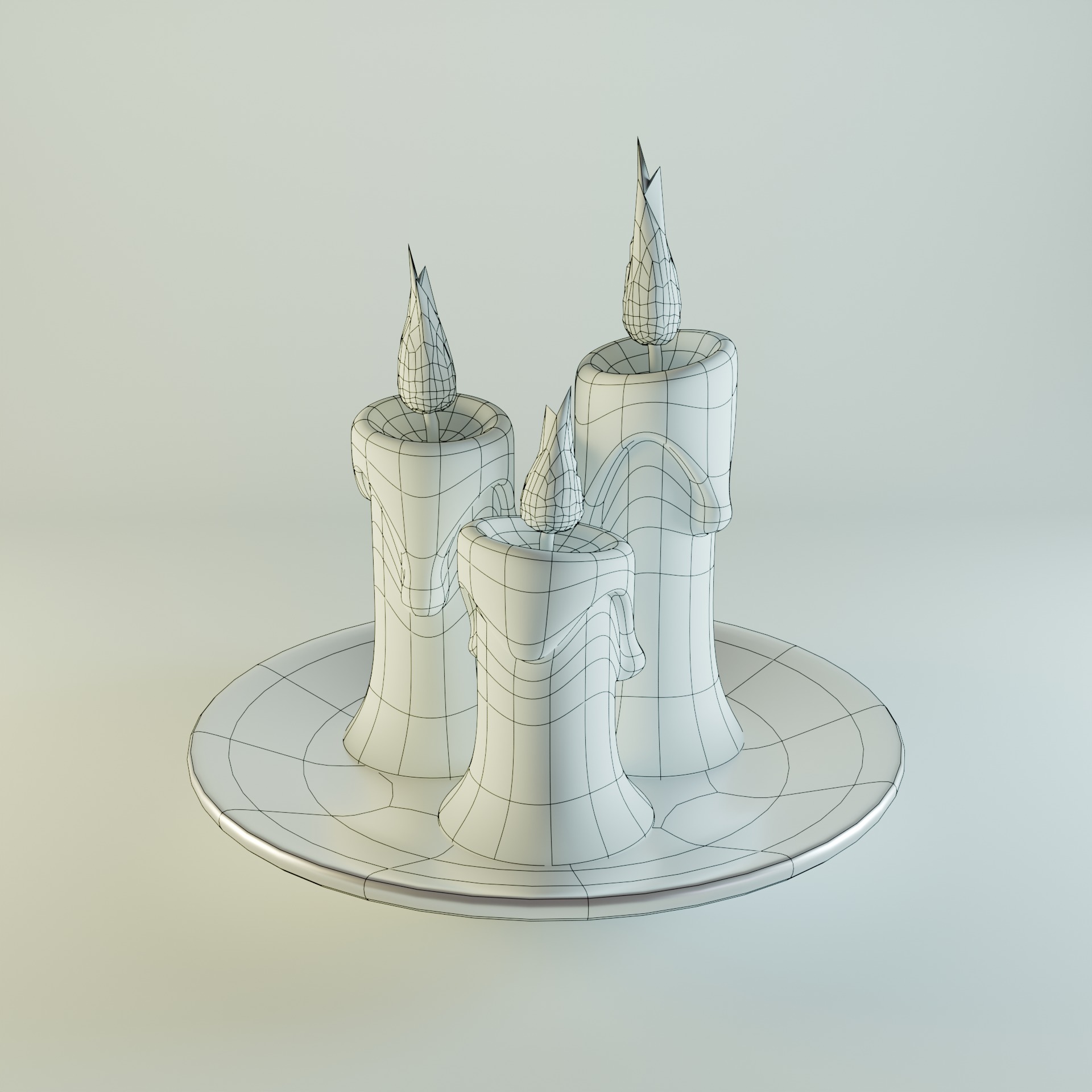 White wax candle Low-poly 3D model_7