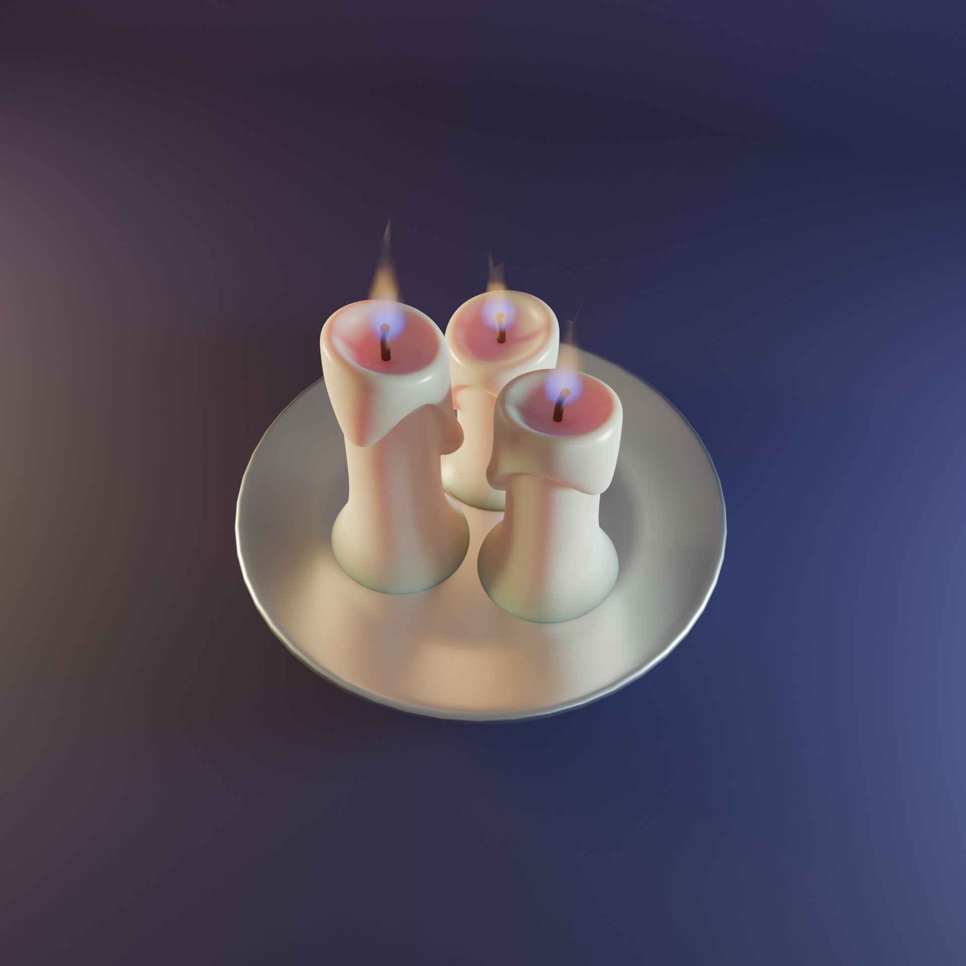 White wax candle Low-poly 3D model_3
