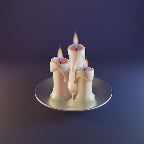 White wax candle Low-poly 3D model