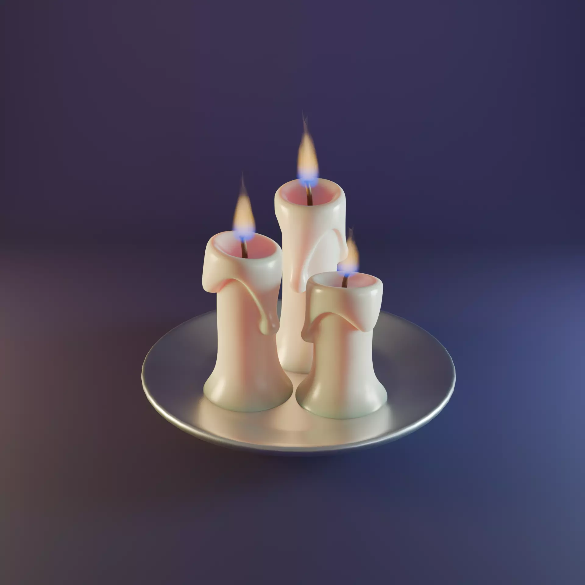 White wax candle Low-poly 3D model_0