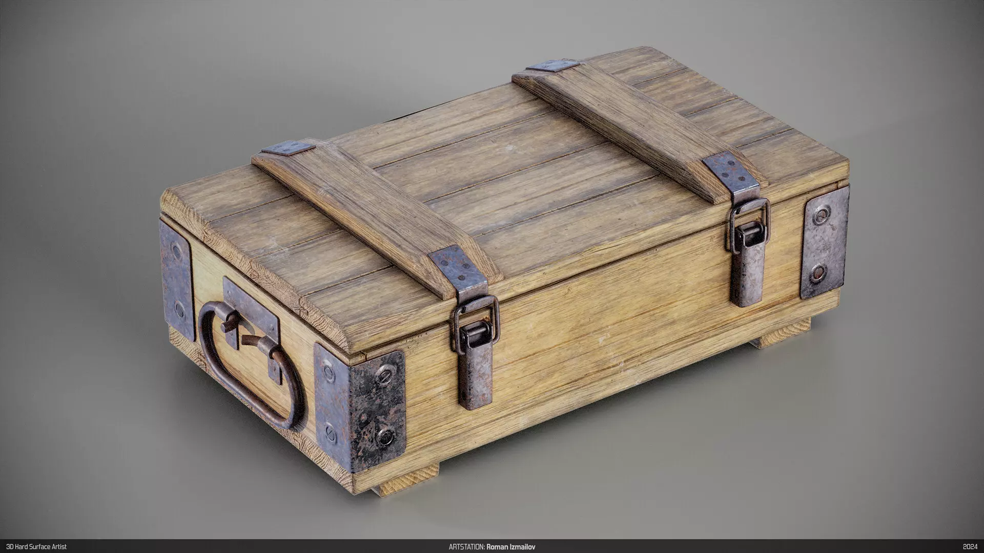 Wooden military ammo box case crate Free low-poly 3D model