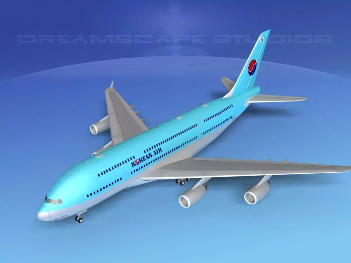 Airbus A380-800 Korean Air 3D model_0