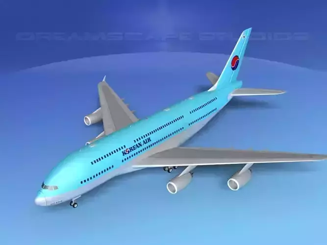 Airbus A380-800 Korean Air 3D model  Airbus A380-800 Korean Air 3D model